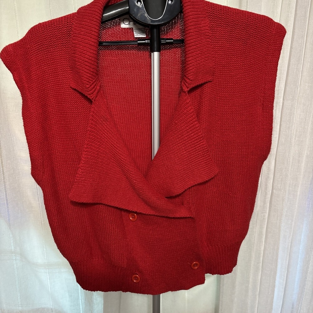 VTG Chaus Women Double‎ Breasted Sweater Vest Sz M Y2K 90s Red